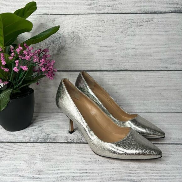 Sergio ROSSIMetallic Textured-Leather Pumps Size EU 34.5